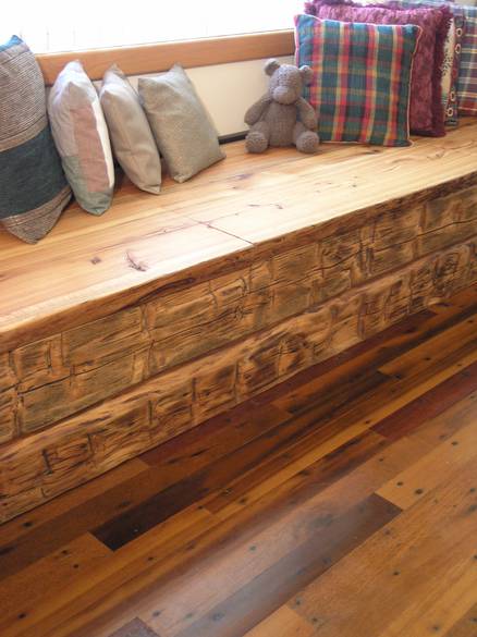 Window Seat Bench with Hewn Skin Facing